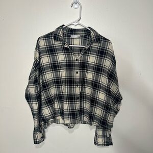 ASOS Designs Black White Plaid Flannel Button Down Shirt Women’s Size 8